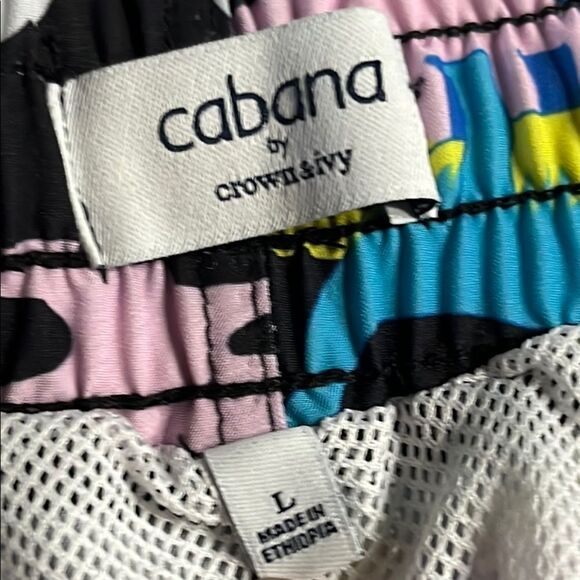 NWT Cabana by Crown & Ivy Black Shorts with Colorful Dinosaur Design Mens L - Picture 4 of 11